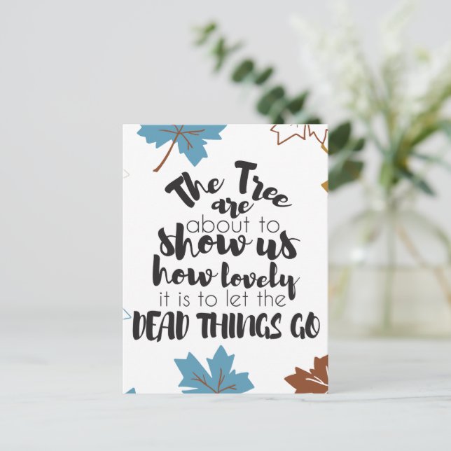 Cute autumn leaves art quotes design postcard (Standing Front)