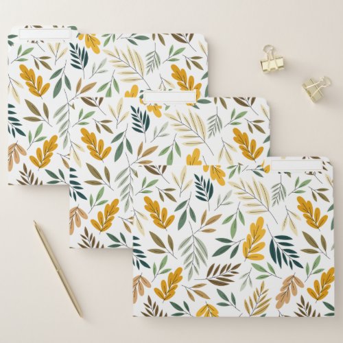 Cute Autumn Leaves Pattern File Folder