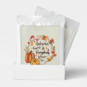 cute Autumn leaves pumpkins please word art wreath Hot Chocolate Drink Mix