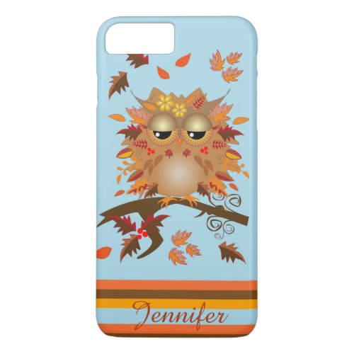 Cute Autumn owl and custom Name iPhone 8 Plus7 Plus Case