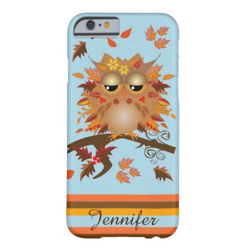 Cute Autumn owl and custom Name Barely There iPhone 6 Case