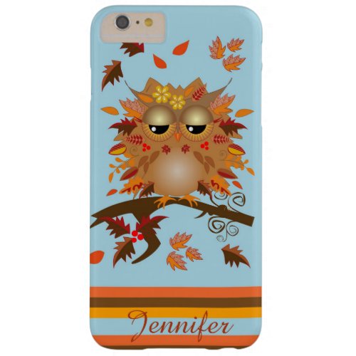 Cute Autumn owl and custom Name Barely There iPhone 6 Plus Case