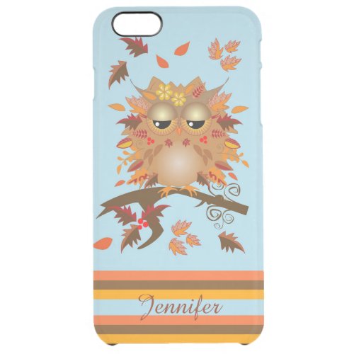 Cute Autumn owl and custom Name Clear iPhone 6 Plus Case