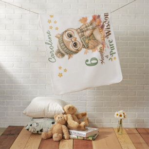 Cute Autumn Owl Baby Milestone Blanket