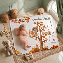 Cute Autumn Owl Baby Month Milestone