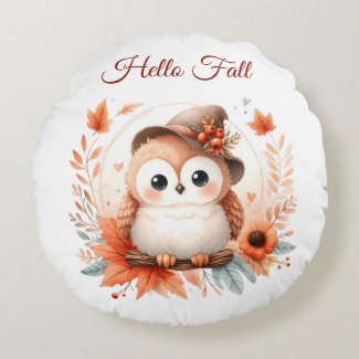 Cute Autumn Owl Sitting on a Branch