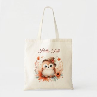 Cute Autumn Owl Sitting on a Branch