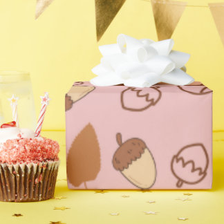 Cute Autumn Pink Hazelnut Seamless Wrapping Paper