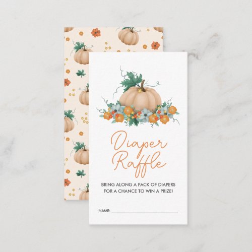 Cute Autumn Pumpkin Baby Shower Diaper Raffle Enclosure Card