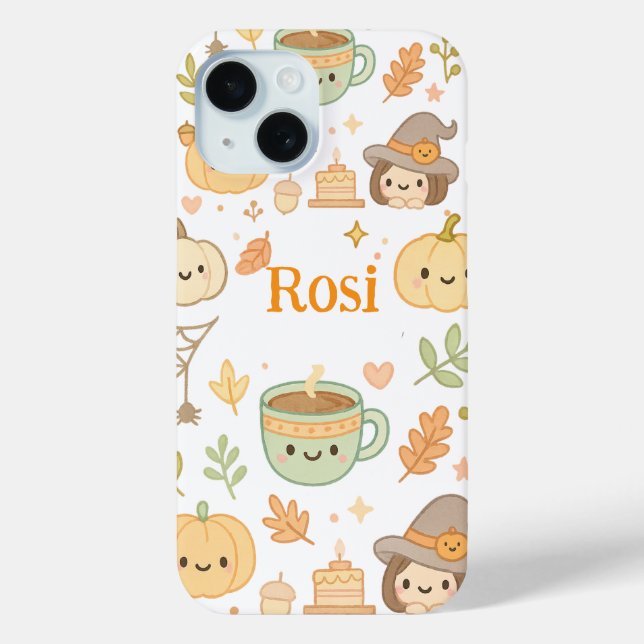 Cute Autumn Pumpkin iPhone Case- Personalized Name Case-Mate iPhone Case (Back)