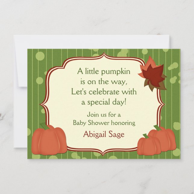 Cute Autumn Pumpkin Neutral Baby Shower Invitation (Front)