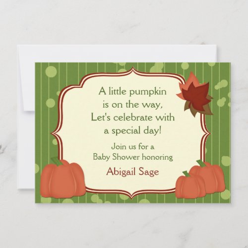 Cute Autumn Pumpkin Neutral Baby Shower Invitation