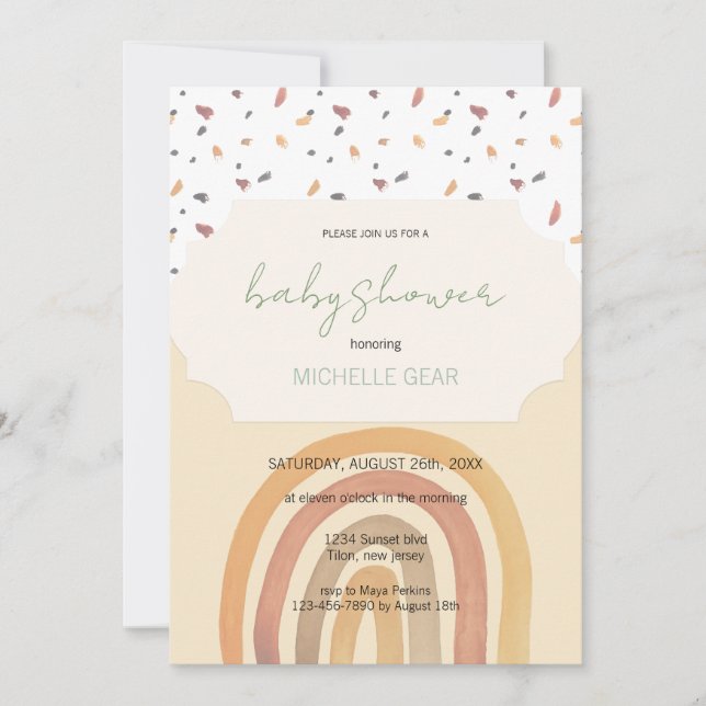 Cute Autumn Rainbow Pastel Colors Pattern Invitation (Front)