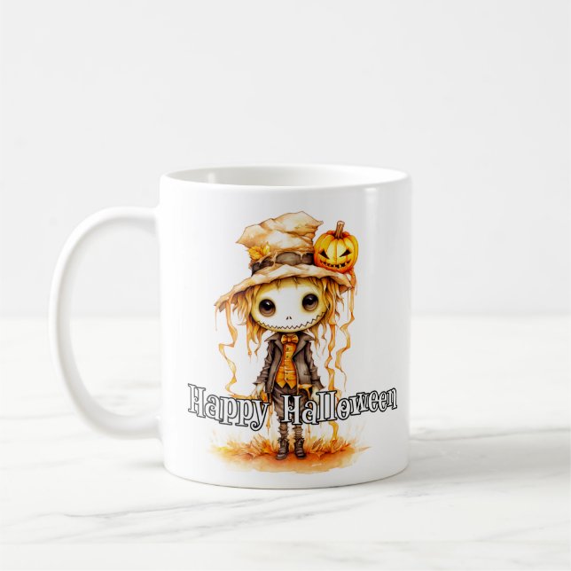 Cute Autumn Scarecrow | Happy Halloween Coffee Mug (Left)