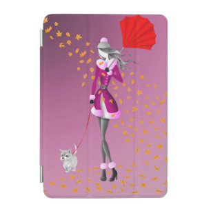 Cute Autumn Scene - Dog walker  iPad Mini Cover