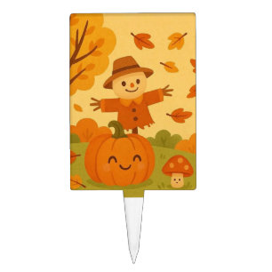 Cute autumn scene with pumpkin and squirrel cake topper
