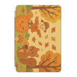 Cute autumn scene with pumpkin and squirrel iPad mini cover