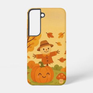 Cute autumn scene with pumpkin and squirrel samsung galaxy s22 case