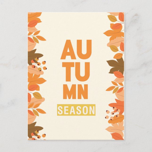 Cute Autumn Season with Leaves Holiday Postcard (Front)