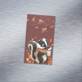 Cute Autumn Skunk Folded Business Card - Cozy Fall
