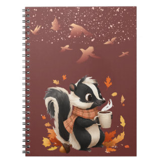 Cute Autumn Skunk Notebook - Cozy Fall Journal for