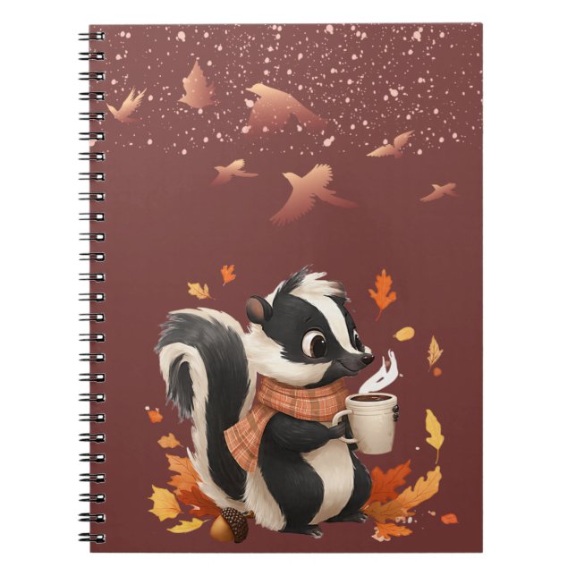 Cute Autumn Skunk Notebook - Cozy Fall Journal for (Front)