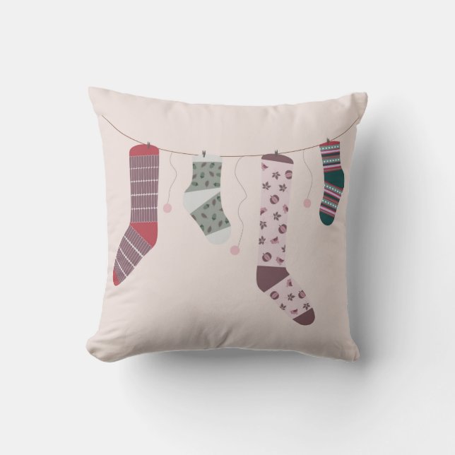 cute autumn socks throw pillow (Front)
