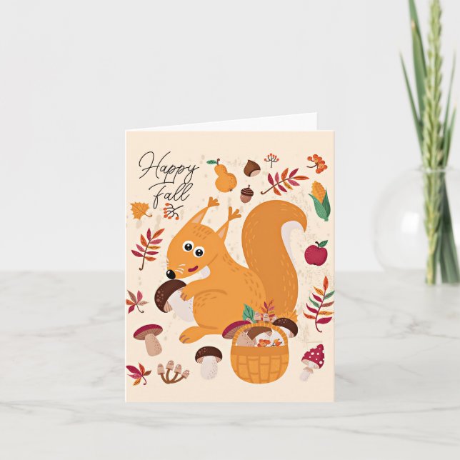 Cute autumn squirrel with custom text   card (Front)