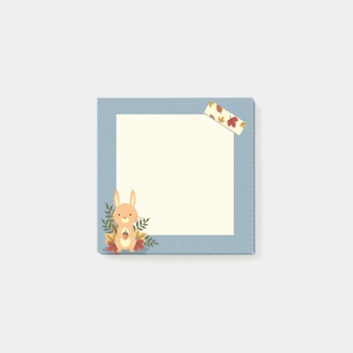 Cute Autumn Time Bunny 3 x 3 Post_it Notes