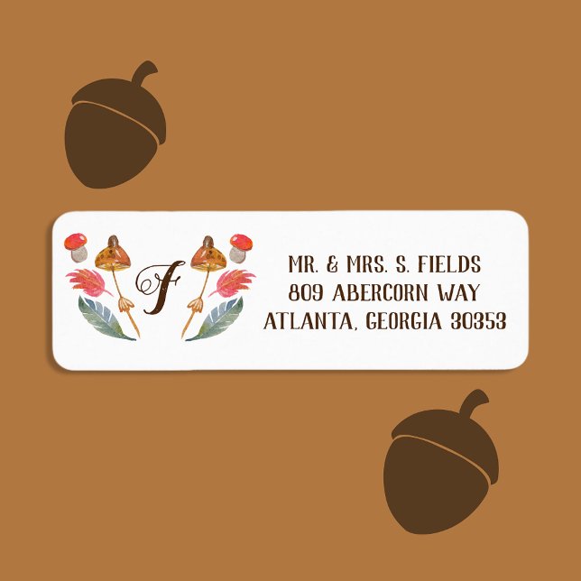 Cute Autumn Watercolor Wreath Monogram Label (Creator Uploaded)