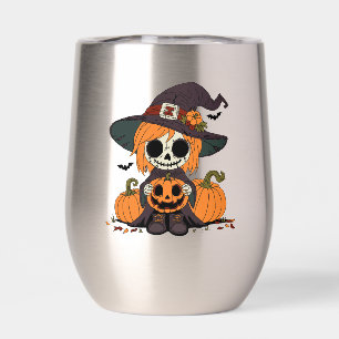 Cute Autumn Witch Thermal Wine Tumbler