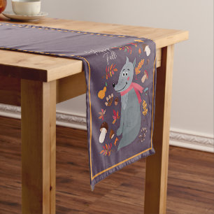 Cute autumn wolf with custom text  short table runner