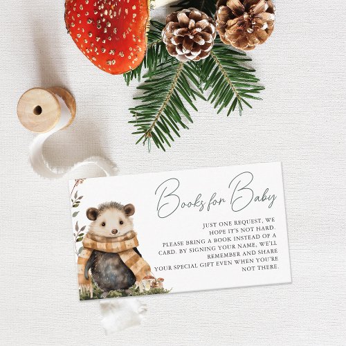 Cute Autumn Woodland  Baby Shower Book Request Enclosure Card