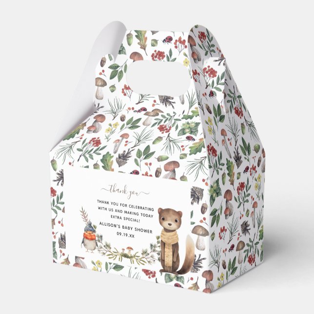 Cute Autumn Woodland | Baby Shower Favor Boxes (Front Side)