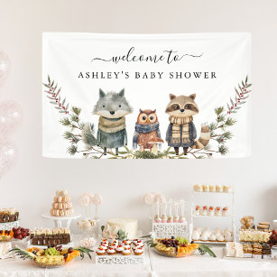 Cute Autumn Woodland   Baby Shower Welcome Banner