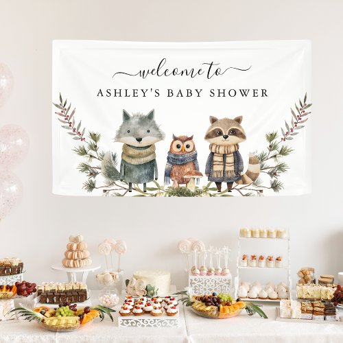 Cute Autumn Woodland  Baby Shower Welcome Banner