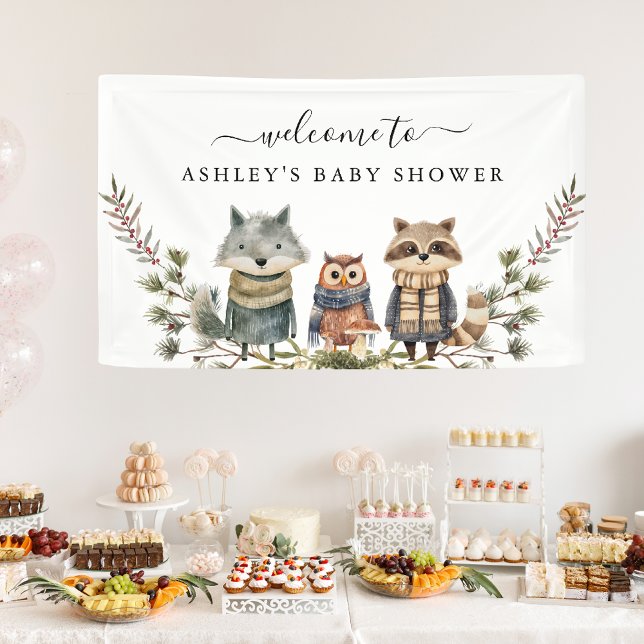 Cute Autumn Woodland | Baby Shower Welcome Banner (Creator Uploaded)