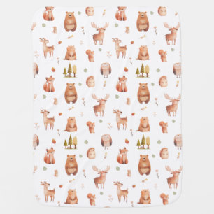 Cute Autumn Woodland Forest Animal Nursery Baby Blanket