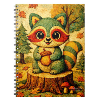 Cute Autumn Woodland Raccoon with Acorn Notebook