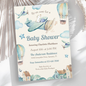 Cute Aviation Theme Baby Shower for Boy Invitation