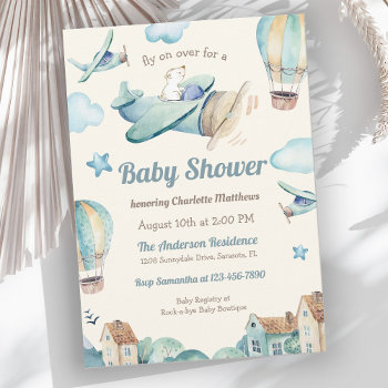 Cute Aviation Theme Baby Shower For Boy Invitation by Oasis_Landing at Zazzle