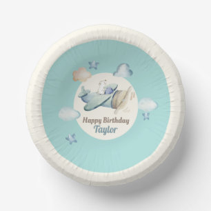 Cute Aviation Theme Toddler Boy's Birthday Party Paper Bowls
