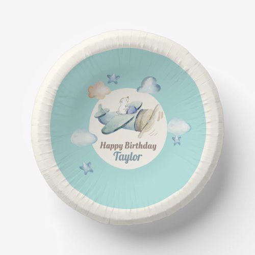 Cute Aviation Theme Toddler Boys Birthday Party Paper Bowls