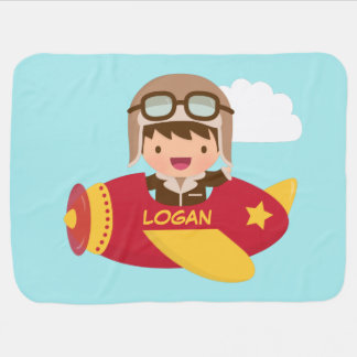 Cute Aviator Boy Airplane For Baby Boys Baby Blanket