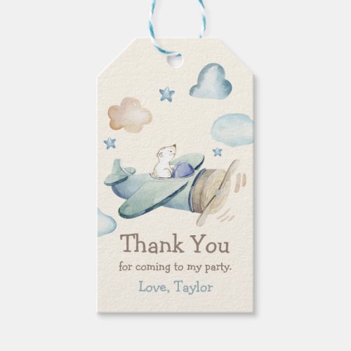 Cute Aviator Theme Toddler Boys Birthday Party Gift Tags