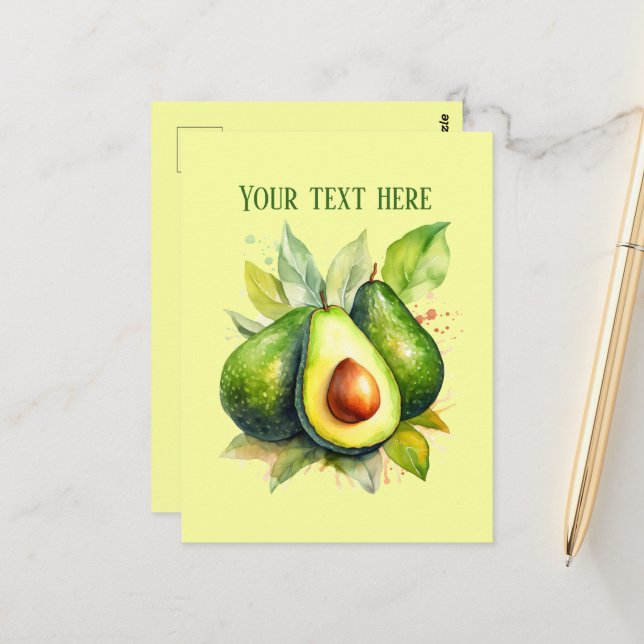Cute avocado  add message  postcard (Front/Back In Situ)