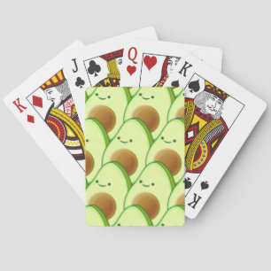 Cute Avocado All Over Drawing Poker Cards