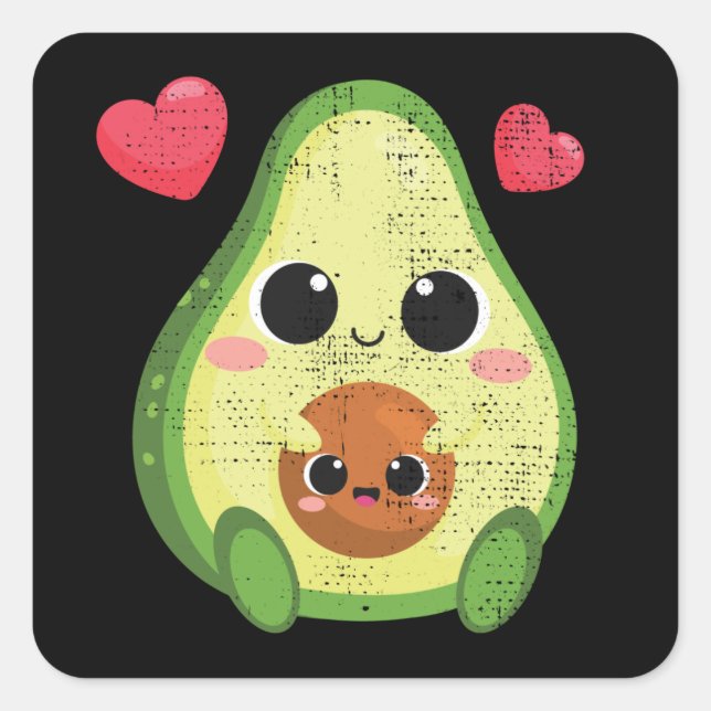 Cute Avocado And Baby Kawaii Valentines Day Men Square Sticker (Front)