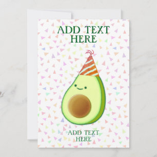 Cute Avocado Birthday Invitation