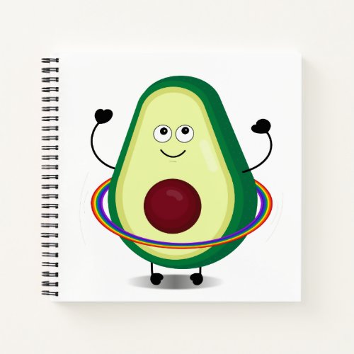 Cute Avocado Cartoon Hula Hoop Spiral Notebook